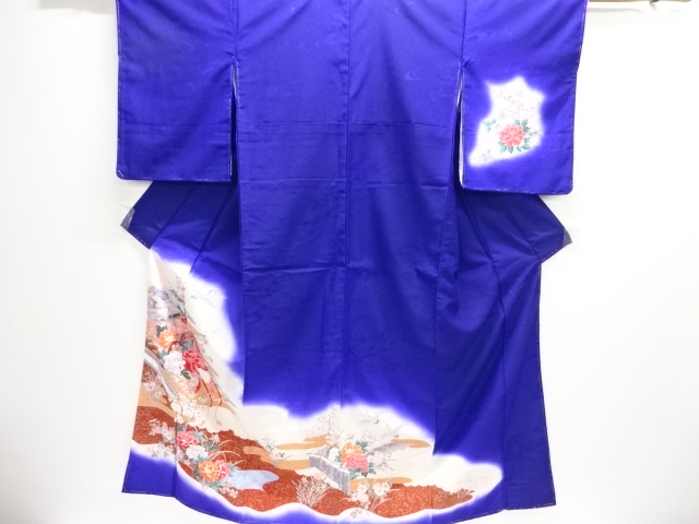 未使用品　御所車に花鳥模様訪問着